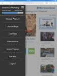 Streambox Live Channel Page Admin Menu Slide-Out Demonstration